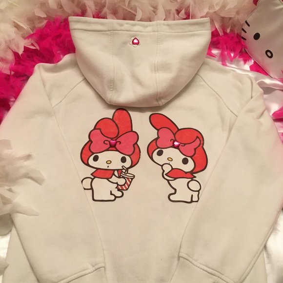 ADORABLE new vintage y2k hoodie and crop top with my melody and crystal hearts! - Picture 14 of 15